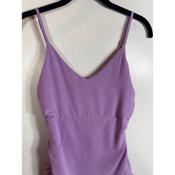 Hello Molly 4 Mini Wrap Dress Purple Lilac Classy Cocktail Ruffle Fairycore Glam - Picture 4 of 8